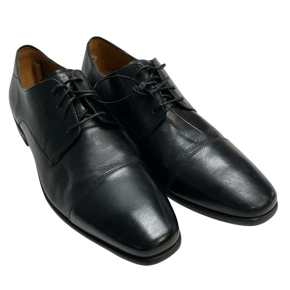 Florsheim Postino Cap Ox‎ Mens 9D Black Leather Oxford Dress Shoe Lace Up Office